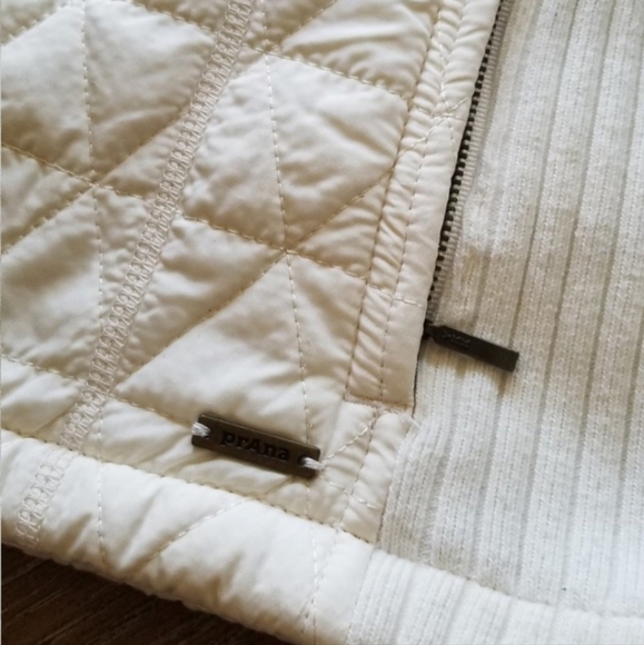 PrAna bone white Quilted Down Puffer Vest Fleece Lined XS - Picture 5 of 8